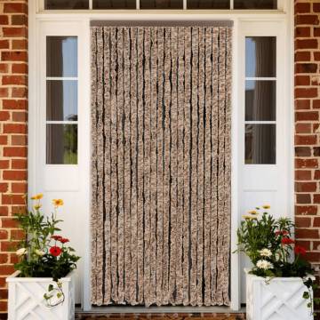 Fly Curtain Beige and Dark Brown 90x200 cm Chenille