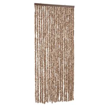 Fly Curtain Beige and Dark Brown 90x200 cm Chenille