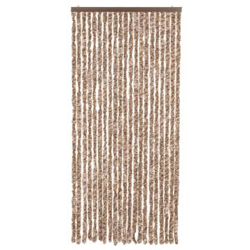 Fly Curtain Beige and Dark Brown 90x200 cm Chenille