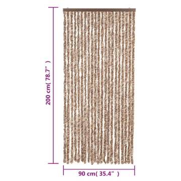 Fly Curtain Beige and Dark Brown 90x200 cm Chenille