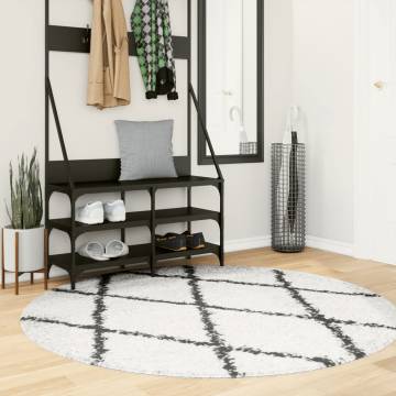 Shaggy Rug High Pile Modern Cream and Black Ø 160 cm