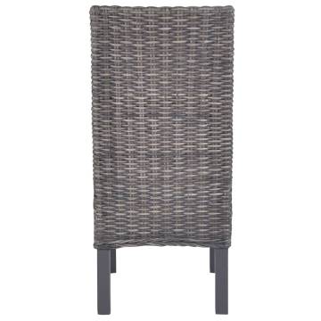 Dining Chairs 6 pcs Brown Kubu Rattan and Mango Wood