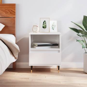 Bedside Cabinet High Gloss White 40x35x50 cm Engineered Wood