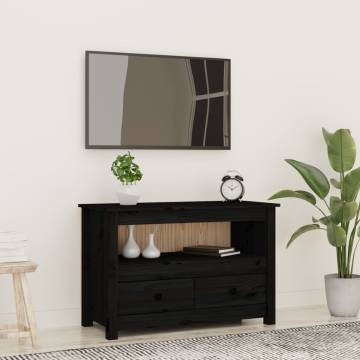 TV Cabinet Black 79x35x52 cm Solid Wood Pine