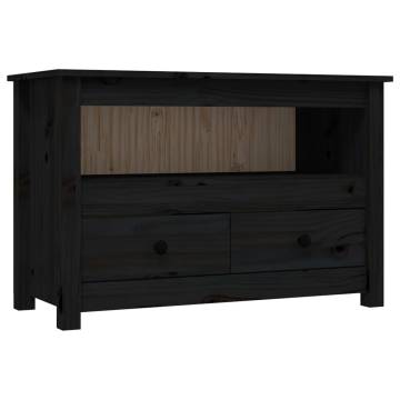 TV Cabinet Black 79x35x52 cm Solid Wood Pine