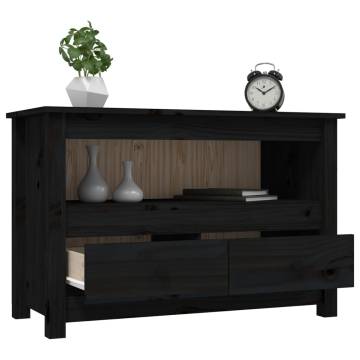 TV Cabinet Black 79x35x52 cm Solid Wood Pine