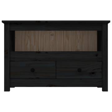 TV Cabinet Black 79x35x52 cm Solid Wood Pine