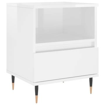 Bedside Cabinet High Gloss White 40x35x50 cm Engineered Wood