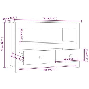 TV Cabinet Black 79x35x52 cm Solid Wood Pine