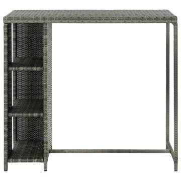 Bar Table with Storage Rack Grey 120x60x110 cm Poly Rattan