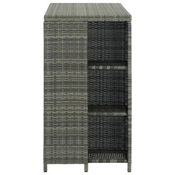 Bar Table with Storage Rack Grey 120x60x110 cm Poly Rattan