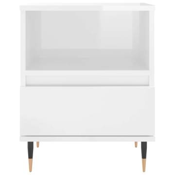 Bedside Cabinet High Gloss White 40x35x50 cm Engineered Wood