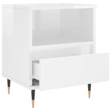 Bedside Cabinet High Gloss White 40x35x50 cm Engineered Wood