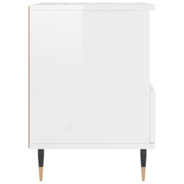 Bedside Cabinet High Gloss White 40x35x50 cm Engineered Wood