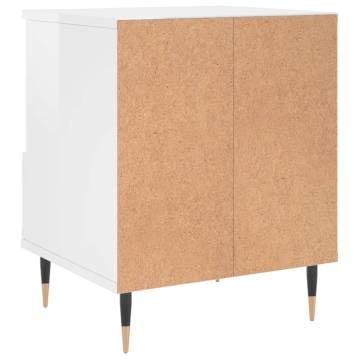 Bedside Cabinet High Gloss White 40x35x50 cm Engineered Wood