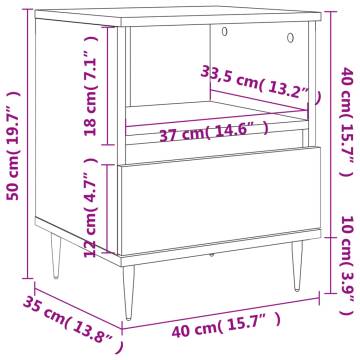 Bedside Cabinet High Gloss White 40x35x50 cm Engineered Wood