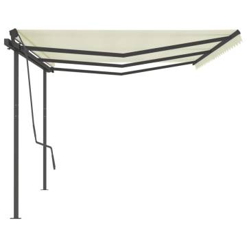 Manual Retractable Awning with Posts 6x3.5 m Cream