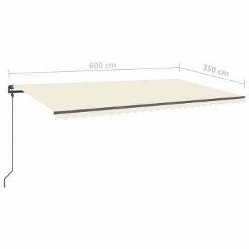 Manual Retractable Awning with Posts 6x3.5 m Cream