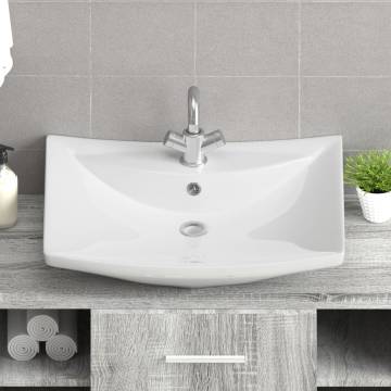 Luxury Ceramic Basin Rectangular with Overflow & Faucet Hole