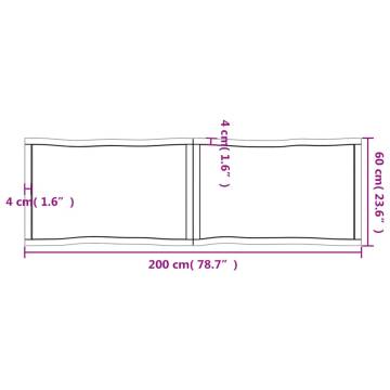 Table Top 200x60x(2-4) cm Untreated Solid Wood Live Edge