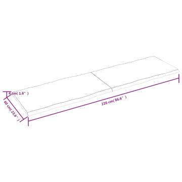 Table Top 220x60x(2-4) cm Untreated Solid Wood Live Edge