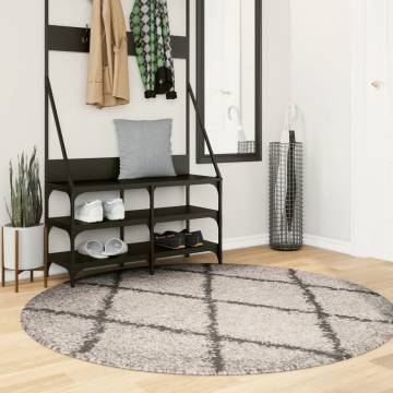 Shaggy Rug High Pile Modern Beige and Anthracite Ø 160 cm