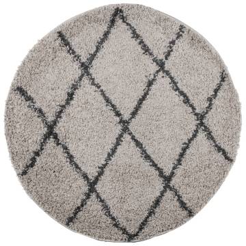 Shaggy Rug High Pile Modern Beige and Anthracite Ø 160 cm