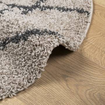 Shaggy Rug High Pile Modern Beige and Anthracite Ø 160 cm