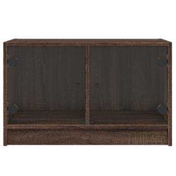 TV Cabinet with Glass Doors Brown Oak 68x37x42 cm