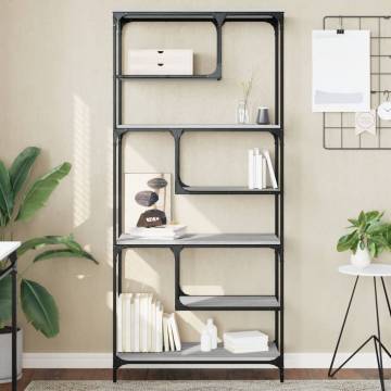 Bookcase Grey Sonoma 81x36x176 cm Engineered Wood