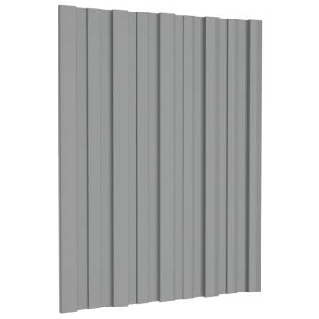 Roof Panels 12 pcs Galvanised Steel Grey 60x45 cm