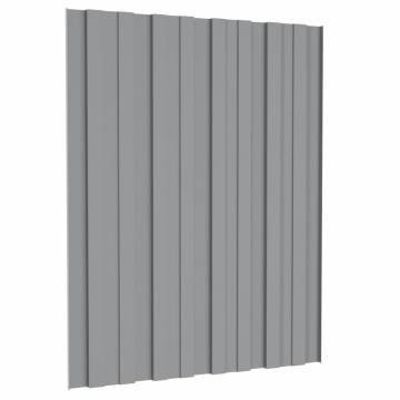 Roof Panels 12 pcs Galvanised Steel Grey 60x45 cm