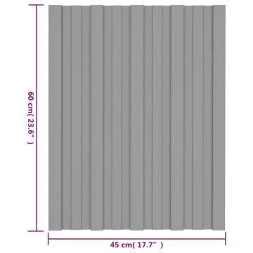 Roof Panels 12 pcs Galvanised Steel Grey 60x45 cm