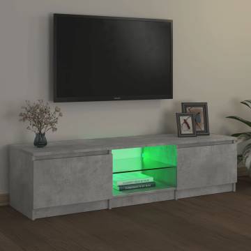 TV Cabinet with LED Lights Concrete Grey 140x40x35.5 cm