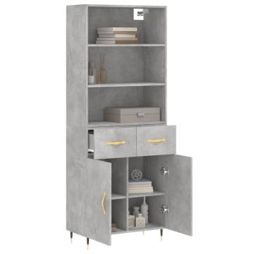 Highboard Concrete Grey 69.5x34x180 cm Engineered Wood