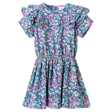 Kids' Dress with Ruffle Sleeves Cobalt Blue 104