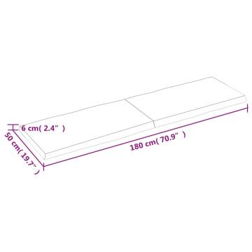 Table Top 180x50x(2-6) cm Untreated Solid Wood Live Edge