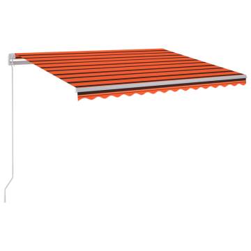 Manual Retractable Awning with LED 300x250 cm Orange and Brown