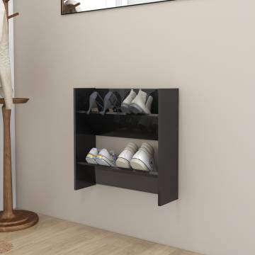 Wall Shoe Cabinet High Gloss Black 60x18x60 cm Engineered Wood