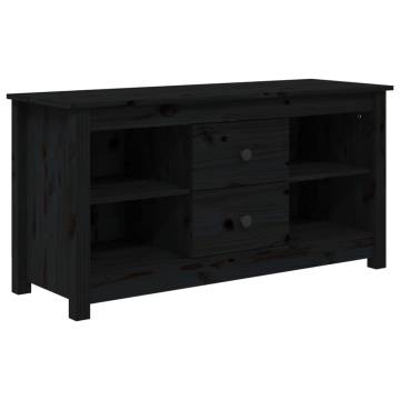 TV Cabinet Black 103x36.5x52 cm Solid Wood Pine