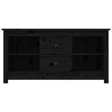 TV Cabinet Black 103x36.5x52 cm Solid Wood Pine