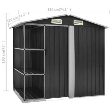 Garden Shed with Rack Anthracite 205x130x183 cm Iron