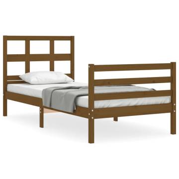 Bed Frame with Headboard Honey Brown 90x200 cm Solid Wood