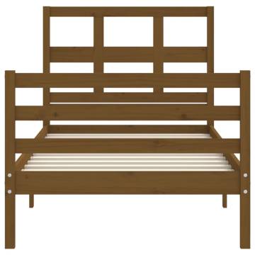 Bed Frame with Headboard Honey Brown 90x200 cm Solid Wood