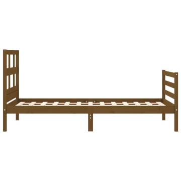 Bed Frame with Headboard Honey Brown 90x200 cm Solid Wood