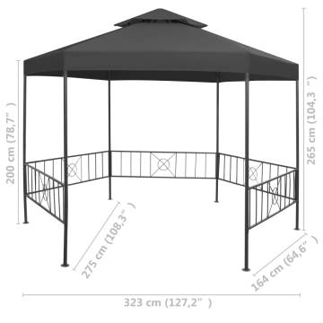 Garden Gazebo 323x275x265 cm Anthracite