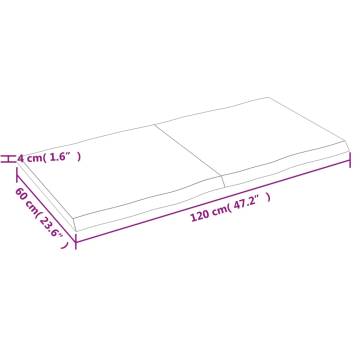 Table Top 120x60x(2-4) cm Untreated Solid Wood Live Edge