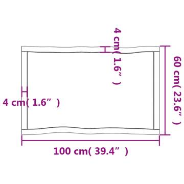 Table Top 100x60x(2-6) cm Untreated Solid Wood Live Edge