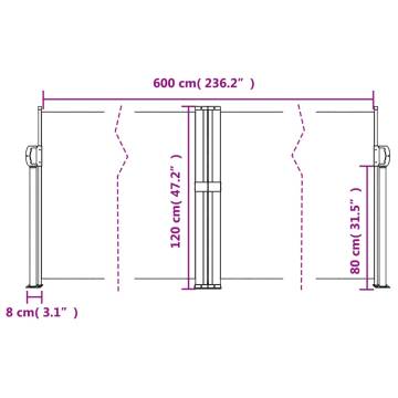 Retractable Side Awning Black 120x600 cm