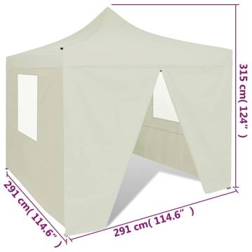 Foldable Tent 3x3 m with 4 Walls Cream